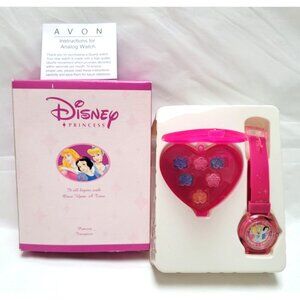 Avon Disney Princess Pink Analog Watch Hair Clips Heart-Shaped Keepsake Case